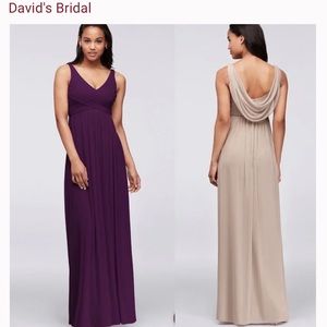 David’s Bridal Deep Purple Long Bridesmaid Dress Sz 2